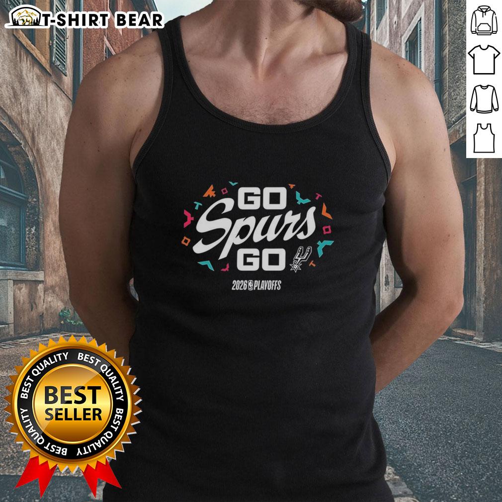 Go Spurs Go 2026 NBA Playoffs tank top featuring San Antonio Spurs logo, perfect for basketball fans.