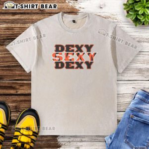 Nice Sexy Dexy Cincinnati Bengals washed t-shirt featuring vibrant team colors and a comfortable fit, perfect for fans.
