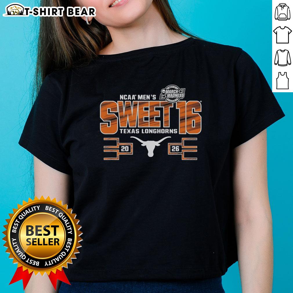 Texas Longhorns NCAA Men's March Madness Sweet 16 2026 ladies tee featuring vibrant team colors and stylish design.