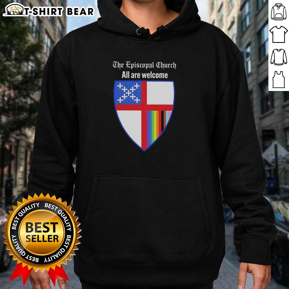 Nice The Episcopal Church All Are Welcome Badge Hoodie featuring a vibrant design promoting inclusivity and community.