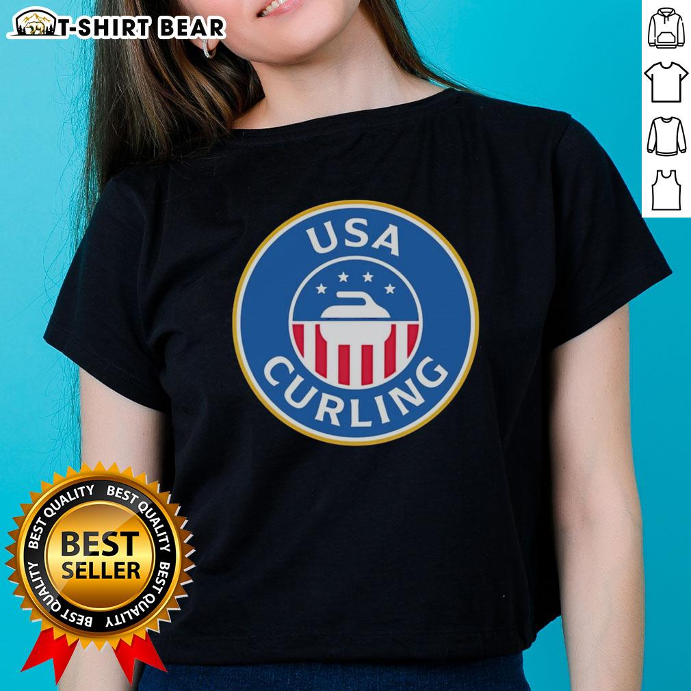 Nice USA Curling Winter Olympics Ladies Tee featuring a stylish design for fans of women's curling sports.