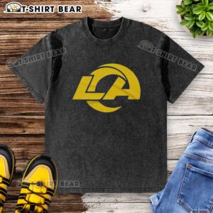 Nice Women's Los Angeles Rams 26 Washed T-Shirt in blue, featuring team logo and relaxed fit for casual wear.