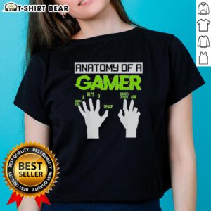 Official Anatomy of a Gamer Ladies Tee featuring a fun graphic design, perfect for gaming enthusiasts and stylish wear.