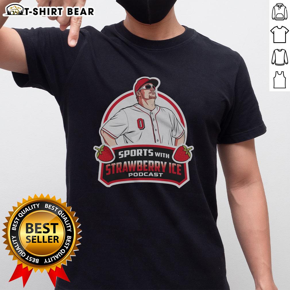 Official Baseball With Strawberry Ice T-Shirt featuring a vibrant design perfect for baseball fans and summer wear.