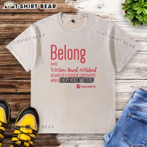 Official Cincinnati Youth Choir Belong Washed T-Shirt featuring vibrant design and comfortable fit for choir members.