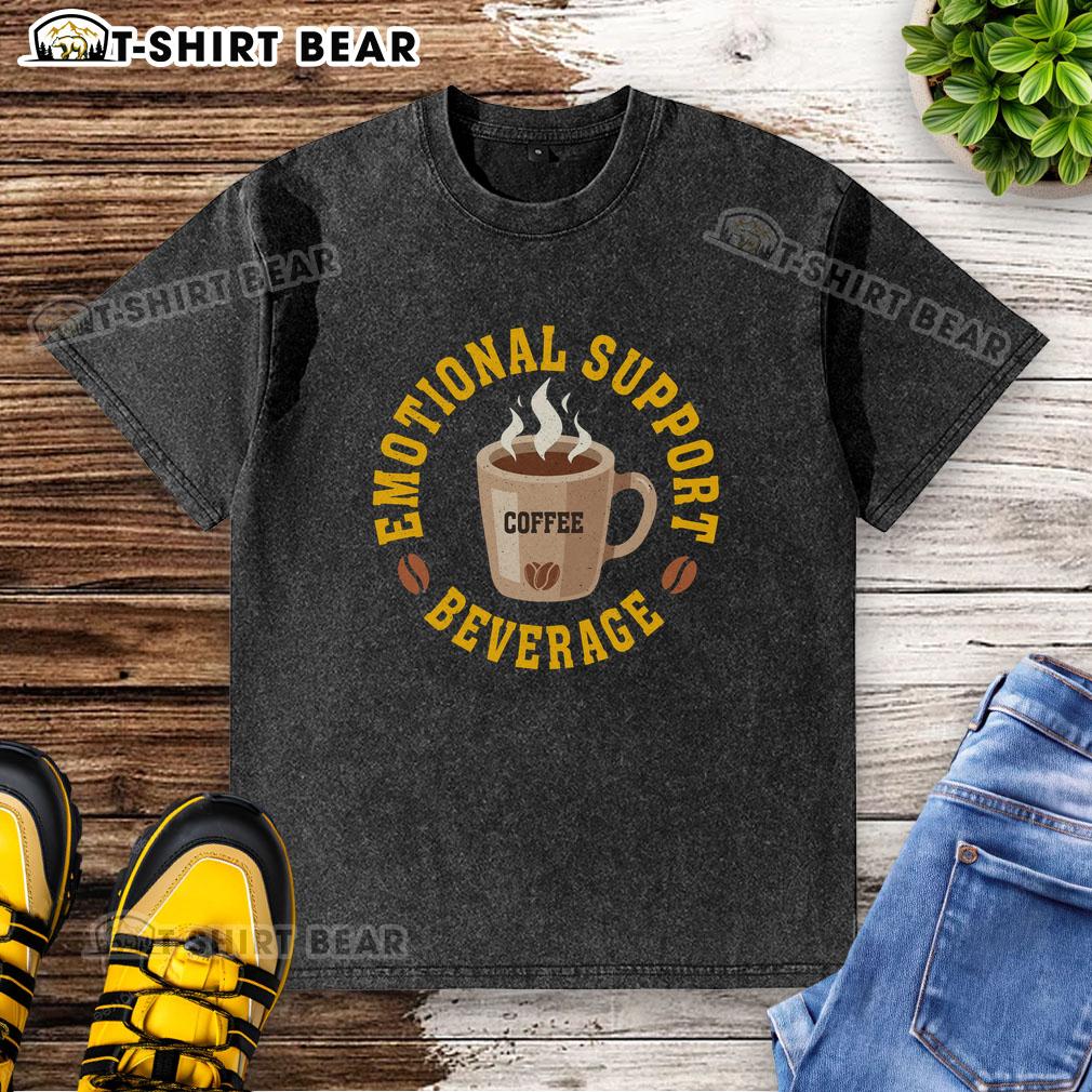 Official Coffee Emotional Support Beverage washed t-shirt featuring a fun graphic design for coffee lovers.