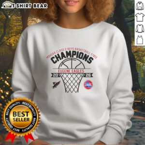 Alt Text: Official Eugene Eagles MSHSAA Class 2 Boys Basketball State Champions 2026 sweatshirt featuring team colors and logo.