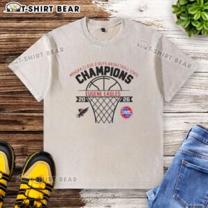 Alt Text: Eugene Eagles MSHSAA Class 2 Boys Basketball State Champions 2026 washed t-shirt showcasing team pride and victory.