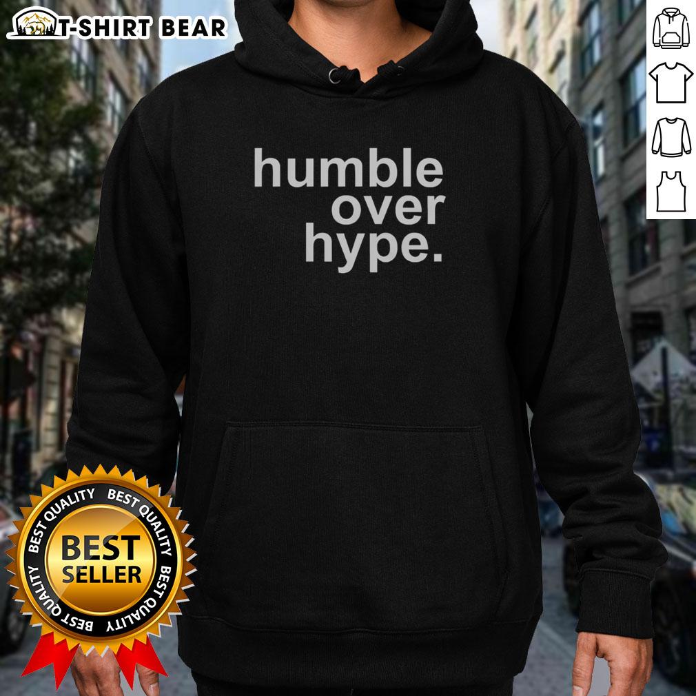 Official Jesus Is The Name Above All Names hoodie featuring 'Humble Over Hype' design for Christian apparel enthusiasts.