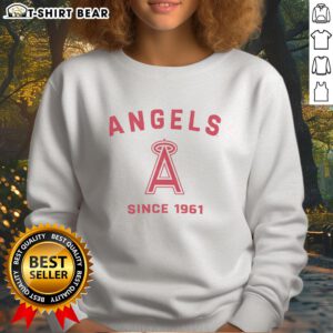 Official Los Angeles Angels Cooperstown Duster Sweatshirt in red, featuring team logo and stylish design for fans.