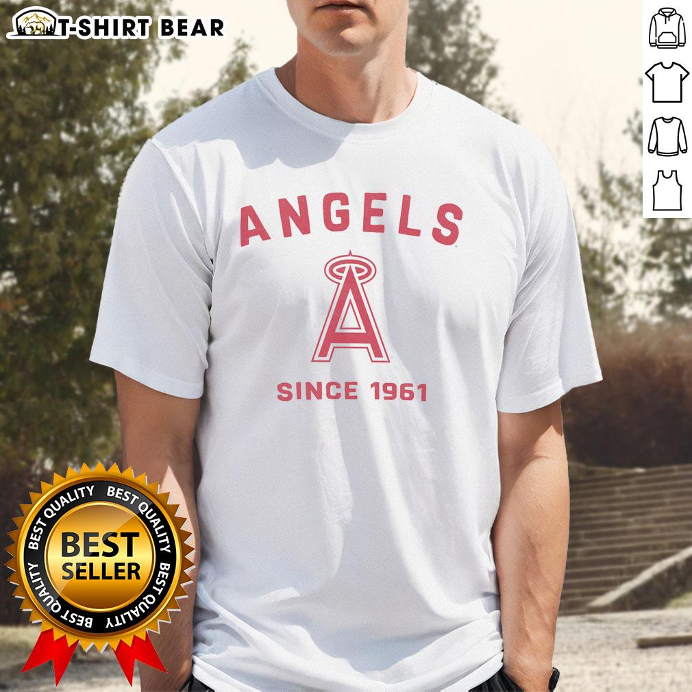 Alt Text: Official Los Angeles Angels Cooperstown Duster T-Shirt featuring vintage design and team logo in vibrant colors.