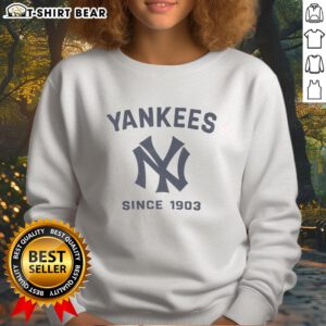 Alt Text: Official New York Yankees Cooperstown Duster Sweatshirt featuring team logo and vintage design in navy blue.