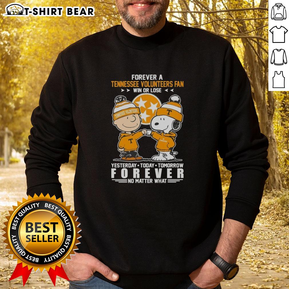 Official Tennessee Volunteers Snoopy and Charlie Brown sweatshirt for fans, celebrating loyalty win or lose.