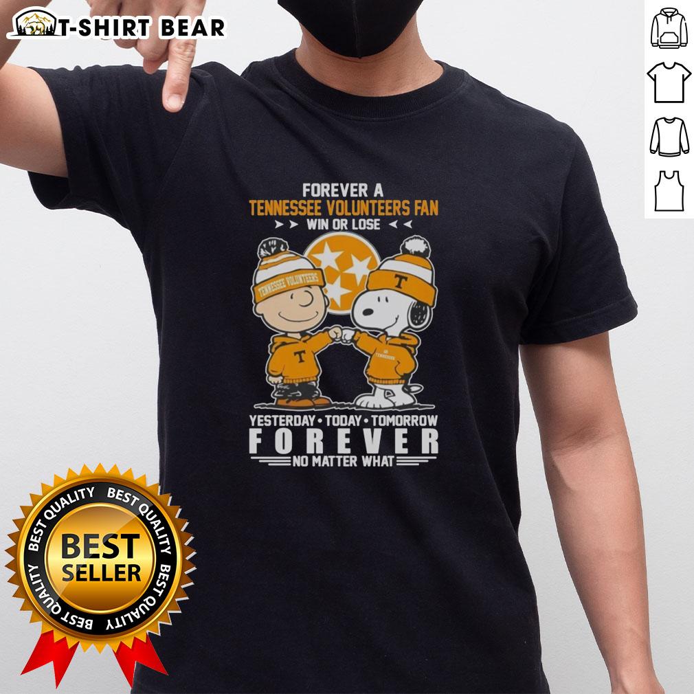 Alt Text: Official Tennessee Volunteers Snoopy and Charlie Brown t-shirt celebrating fandom, win or lose, for sports enthusiasts.