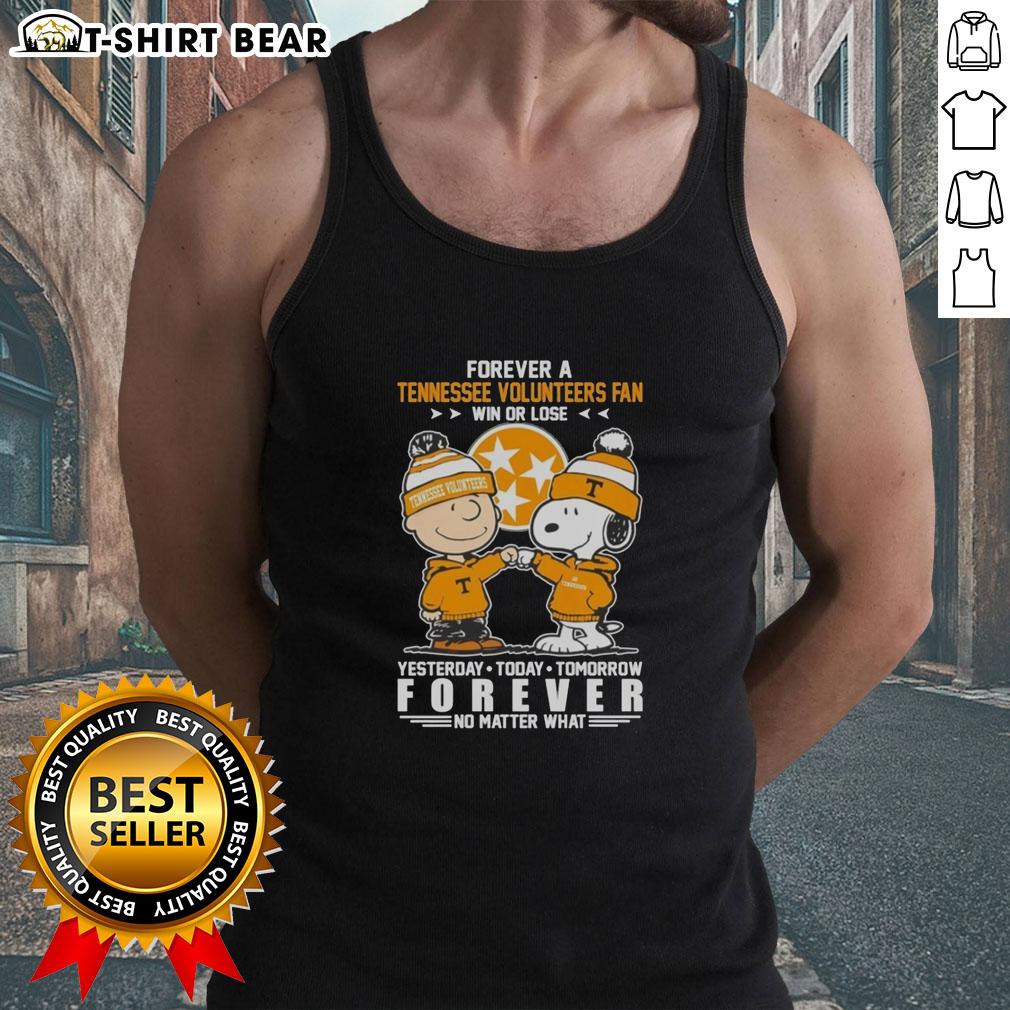 Official Tennessee Volunteers Snoopy and Charlie Brown Forever a Fan Win or Lose Tank Top design for fans.