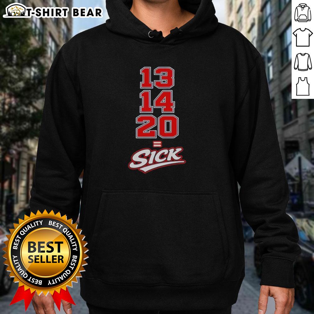 Original 13-14-20 Sick Hoodie displayed on a model, featuring a trendy design and vibrant colors, perfect for casual wear.