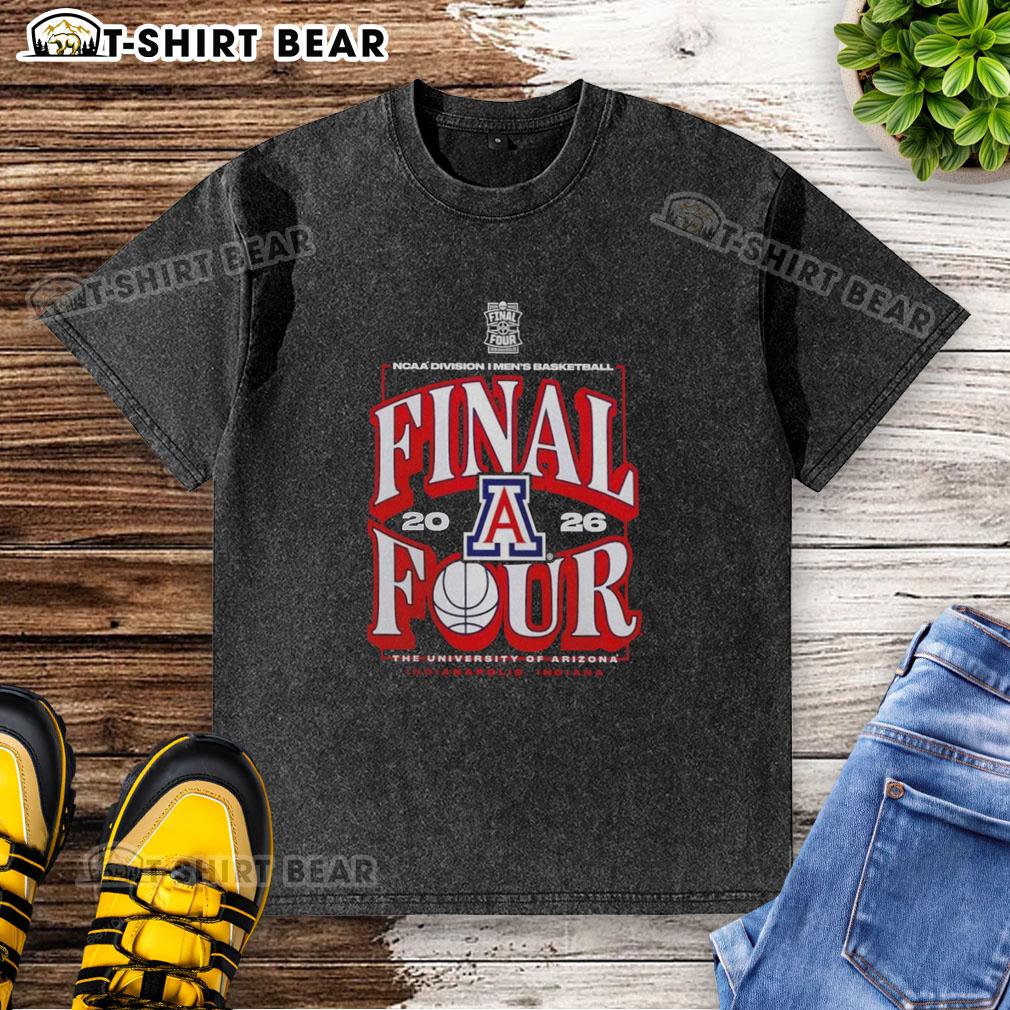 Alt Text: Original Arizona Wildcats 2026 NCAA Men's Basketball Tournament March Madness Final Four washed t-shirt design.