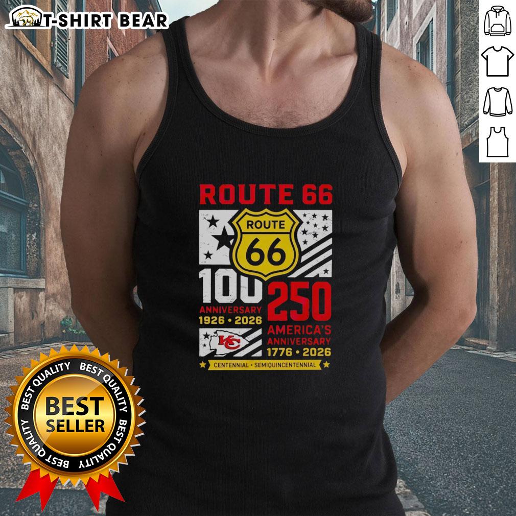 Alt Text: Original Kansas City Chiefs Route 66 Centennial 100th Anniversary tank top for the 250th America Anniversary.