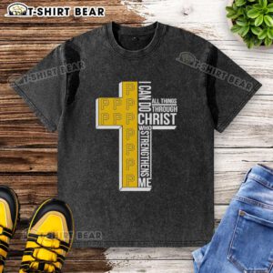 Alt Text: Original Pittsburgh Pirates I Can Do All Things Through Christ Who Strengthens Me washed t-shirt design.