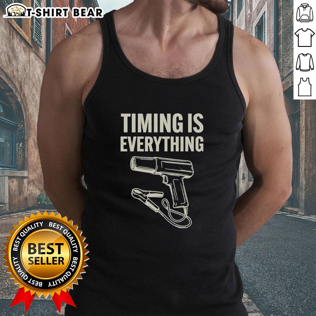Original Timing is Everything Funny Tank Top featuring a playful design, perfect for casual wear and humorous outfits.