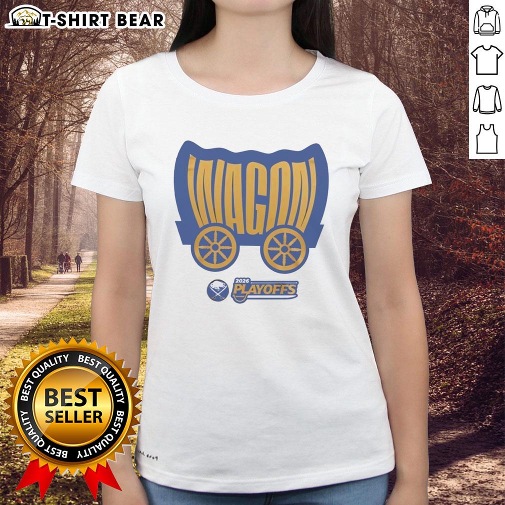 Premium Buffalo Sabres Wagon 2026 Playoffs Ladies Tee in vibrant colors, perfect for cheering on your team.