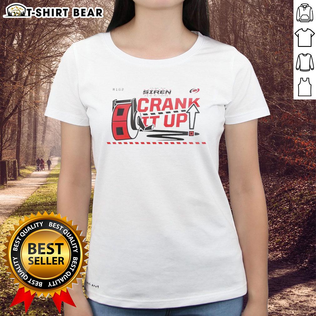 Premium Carolina Hurricanes Crank It Up ladies tee featuring vibrant team colors and stylish design for fans.