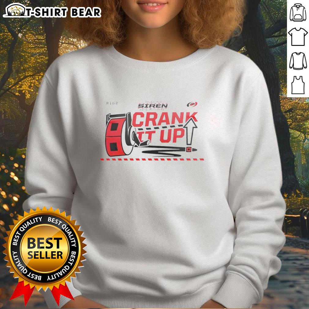 Premium Carolina Hurricanes Crank It Up Sweatshirt in red, featuring team logo and comfortable fleece material.