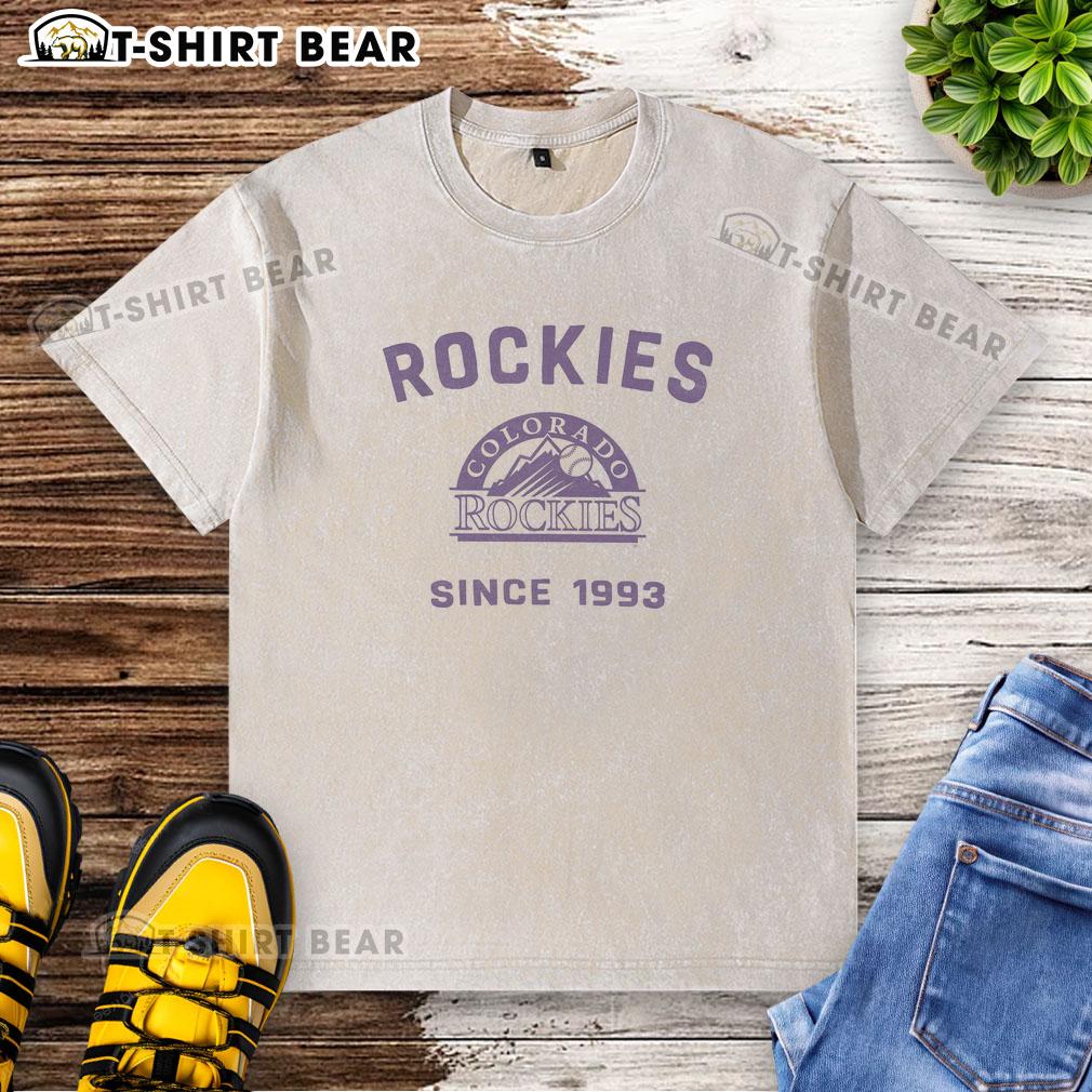 Pretty Colorado Rockies Cooperstown Duster Washed T-Shirt in vibrant colors, perfect for casual outdoor wear.
