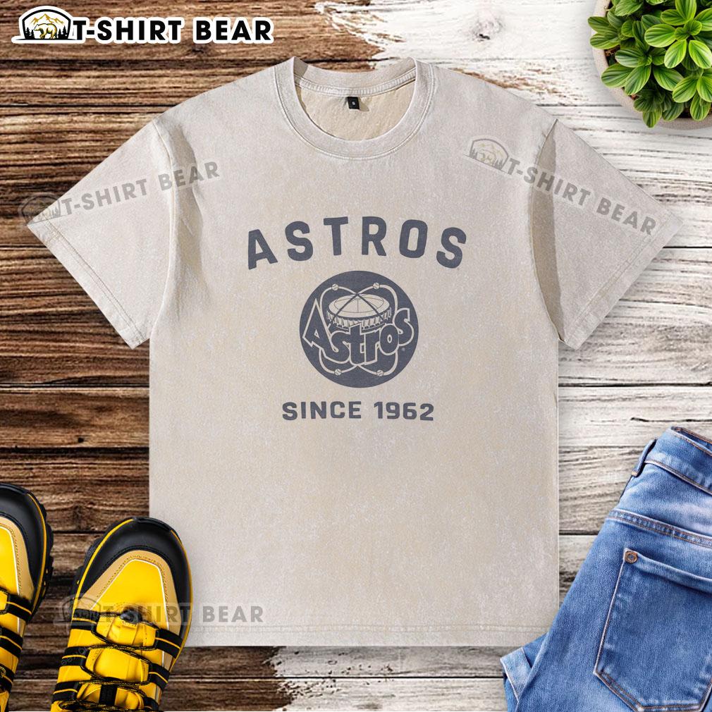 Alt Text: Pretty Houston Astros Cooperstown Duster Washed T-Shirt featuring vibrant team colors and stylish vintage design.