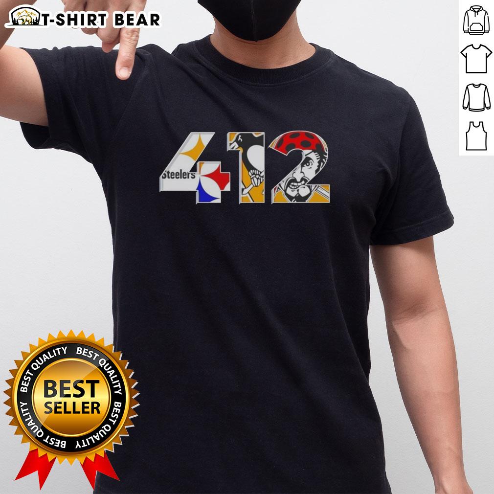 Pretty Pittsburgh Area Code 412 sports teams T-shirt featuring vibrant design and local pride for fans and supporters.