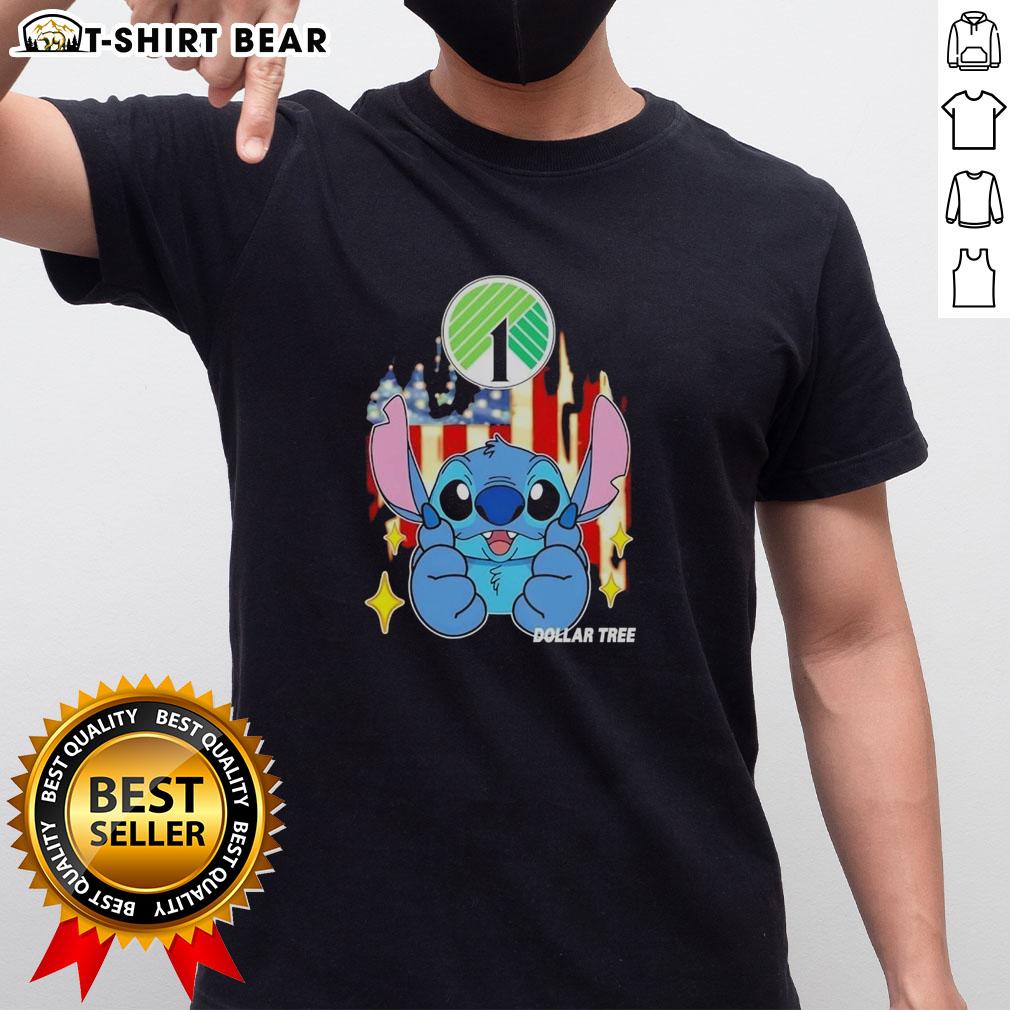 Pretty Stitch Like Dollar Tree USA Flag T-Shirt featuring vibrant colors and patriotic design perfect for summer wear.