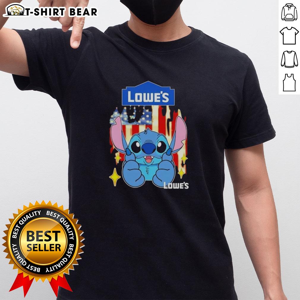Pretty Stitch Like Lowe's USA Flag T-Shirt featuring a vibrant American flag design with stylish stitching details.