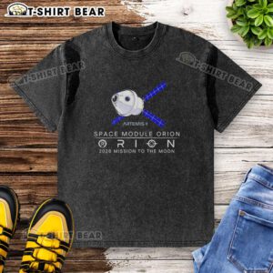 Alt Text: Top Artemis II Space Module Orion 2026 Mission to the Moon washed t-shirt design featuring lunar graphics.