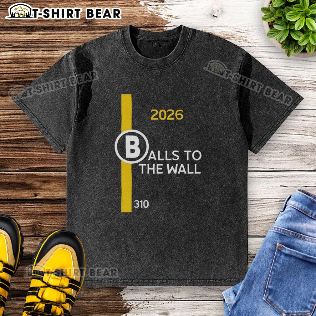 Alt Text: 2026 Top Boston Red Sox Balls to the Wall washed t-shirt featuring classic logo and vintage design.