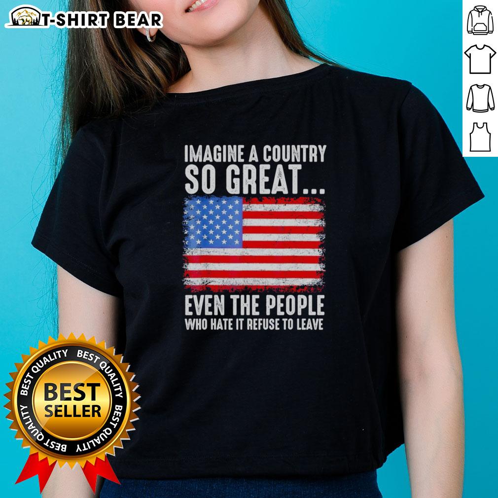 Retro ladies tee featuring an American flag and the slogan about a country so great, perfect for patriotic women.