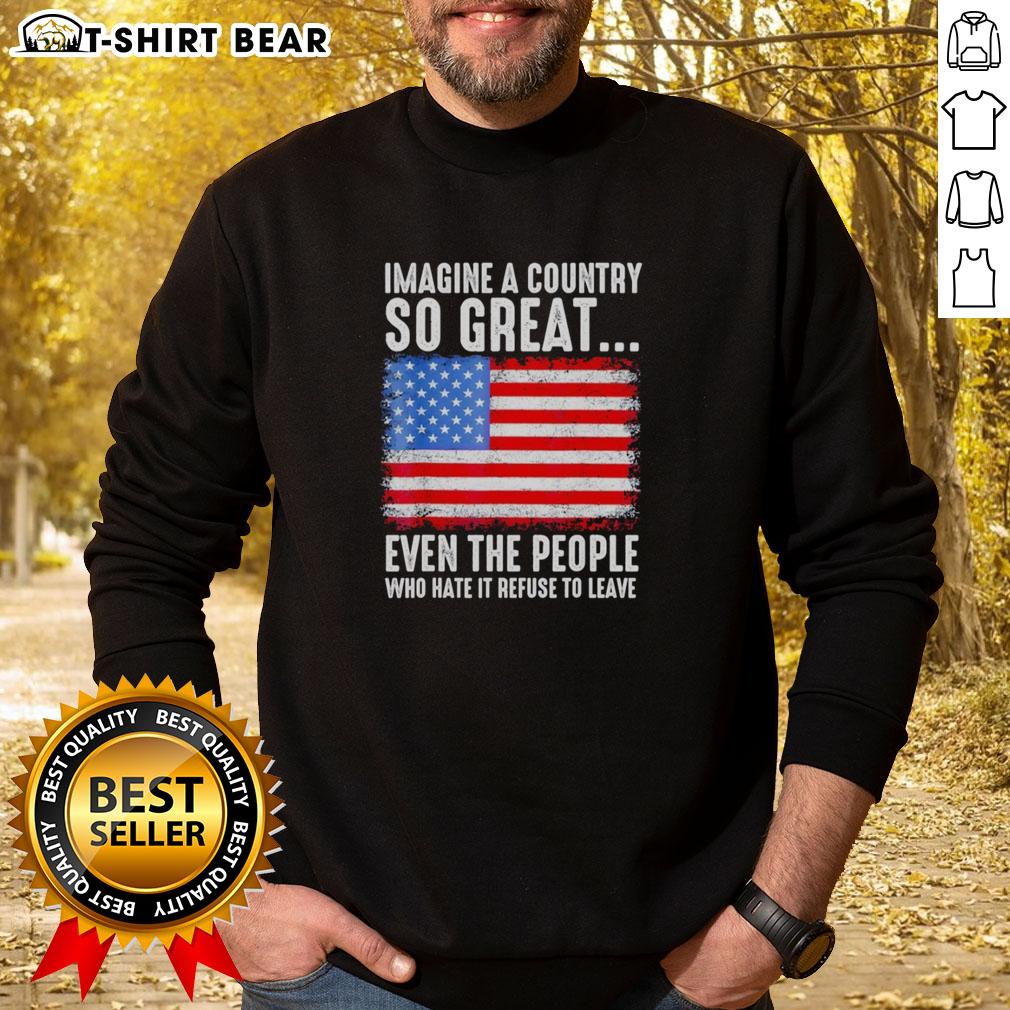 Retro sweatshirt featuring the American flag, embodying pride with the slogan about a beloved country.
