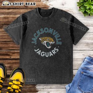 Alt Text: Top Jacksonville Jaguars Circle Washed T-Shirt featuring a vintage design and vibrant team colors for fans.