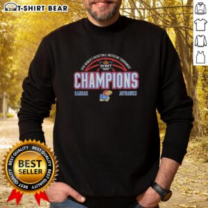 Top Kansas Jayhawks WBIT Women's Basketball Champions 2026 sweatshirt in blue, showcasing team pride and athletic spirit.