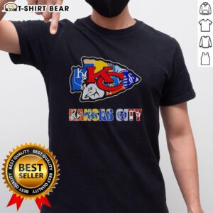 Alt Text: Awesome Kansas City Chiefs Kansas City Royals Sporting Kansas City logo mashup t-shirt design showcasing team pride.