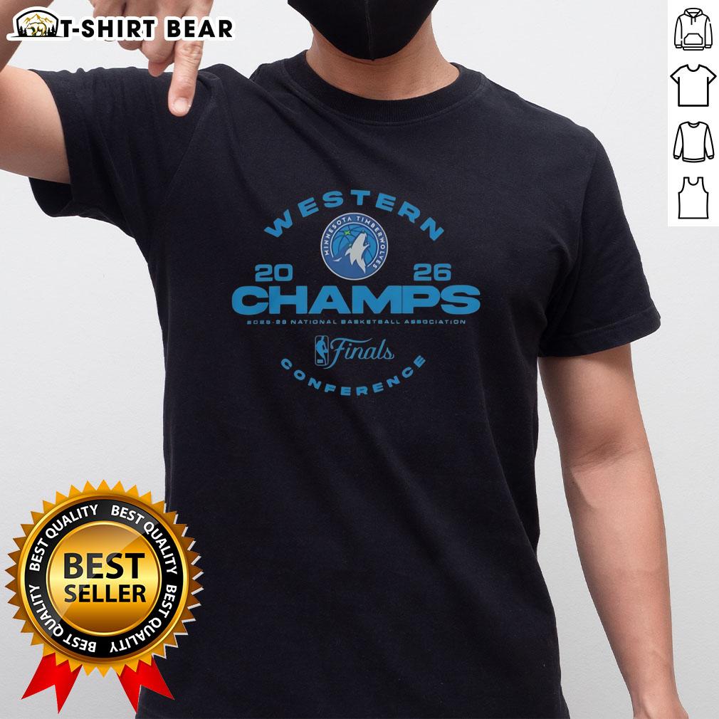 Awesome Minnesota Timberwolves Western Conference Champions NBA Final 2025-26 T-Shirt featuring team logo and vibrant design.