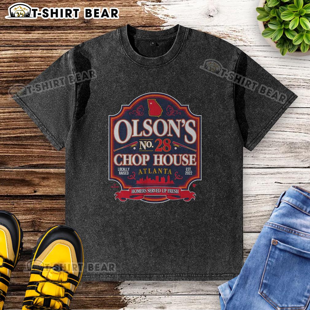 Hot Matt Olson's Chop House washed t-shirt featuring a stylish design, perfect for fans and casual wear.