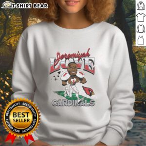 Alt Text: Stylish Arizona Cardinals Jeremiyah Love sweatshirt featuring team colors and logo, perfect for fans and game days.