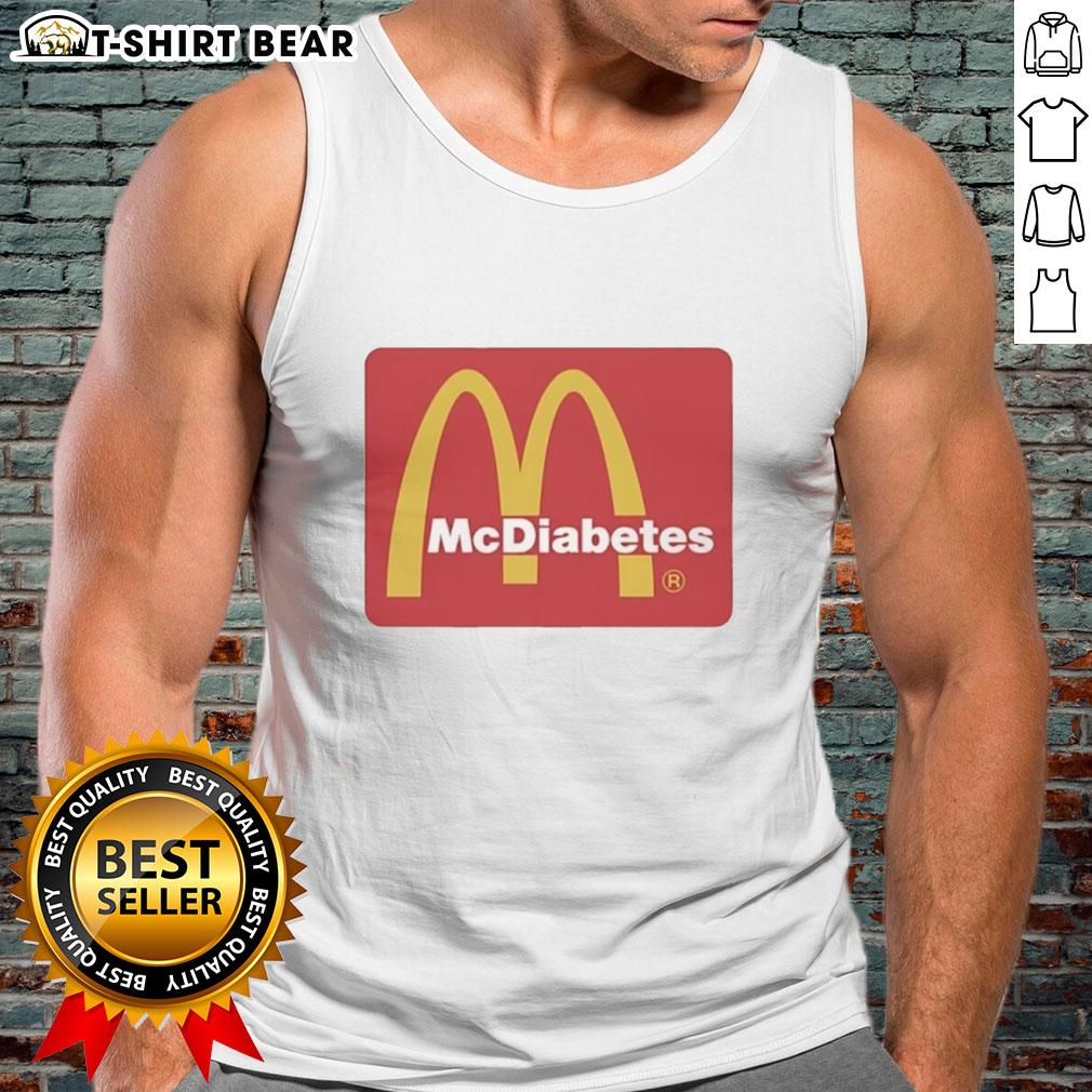 Stylish Pretty McDiabetes tank top featuring the iconic McDonald's golden arches logo in vibrant colors.
