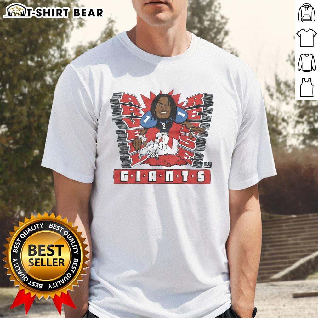 Stylish New York Giants Arvell Reese T-Shirt featuring bold team colors and logo, perfect for fans and game day.