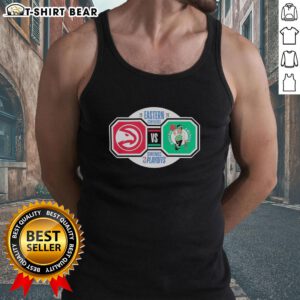 Alt Text: 2026 NBA Playoffs Eastern Conference Semifinals tank top featuring Atlanta Hawks vs Boston Celtics design.