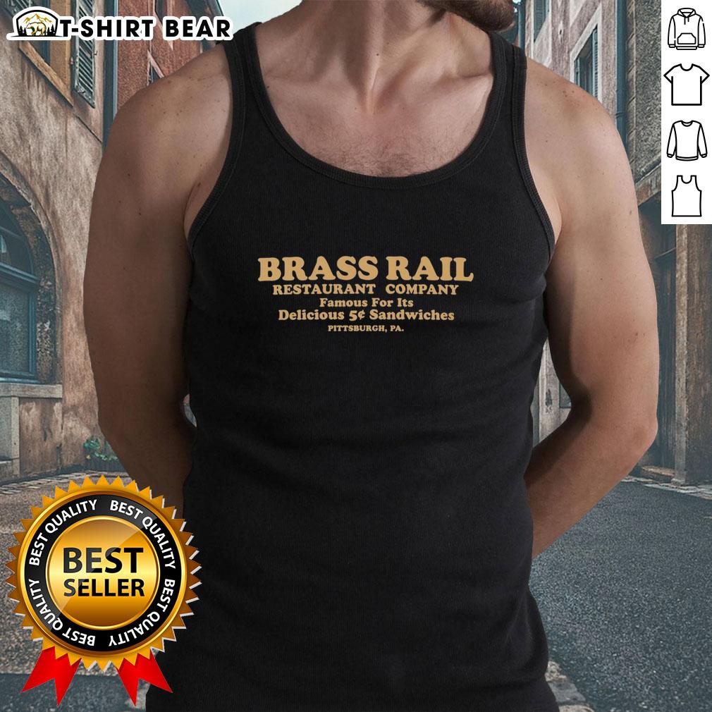 Top Brass Rail Restaurant tank top featuring Pittsburgh PA design, celebrating the famous eatery's delicious cuisine.