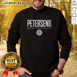 Top Petersen 8 Racing Louisville FC sweatshirt featuring team colors and logo, perfect for fans and supporters.