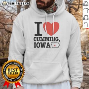 Awesome I Heart Cumming Iowa Hoodie in dark gray, featuring bold white text and a red heart graphic