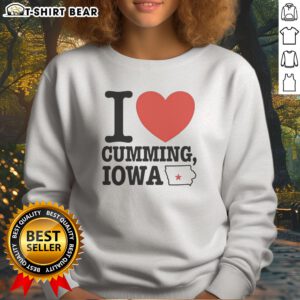 Awesome I Heart Cumming Iowa Sweatshirt in cozy fabric with bold red heart graphic and text