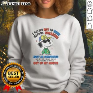 Awesome Peanuts I Prefer Not To Think Before Speaking Joe Cool Snoopy Sweatshirt in a cozy setting